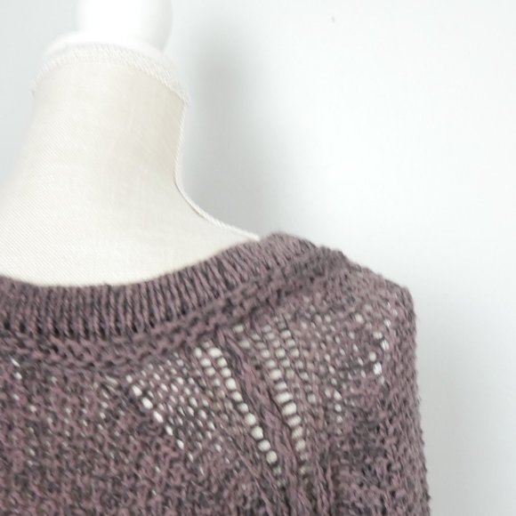 Free People Open Knit Purple Crewneck Balletcore Slouchy Sweater Small - Picture 5 of 11